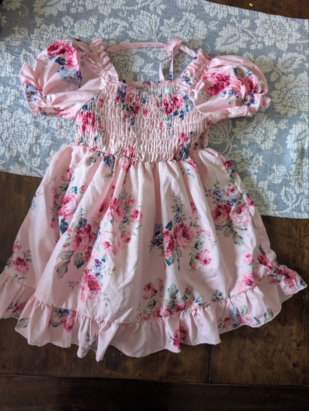 Girls Pink Floral Smocked Dress/ Size 3